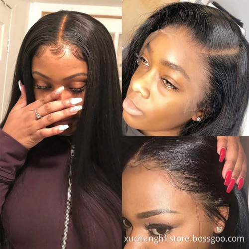 HF 13x4 hd Lace frontal wigs Silky Bone Straight Human Hair Transparent  Lace Closure Wigs For Black Women